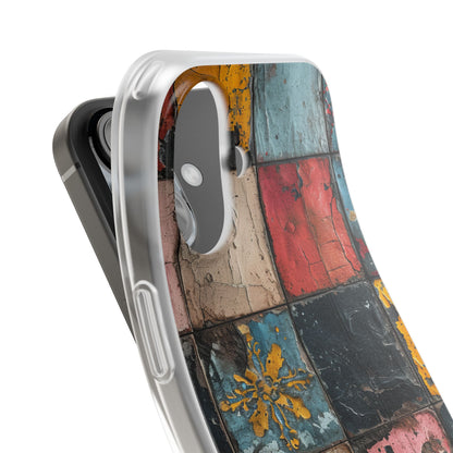 Rustic Red-Yellow Vintage Tiles - Flexi iPhone 16 Phone Case