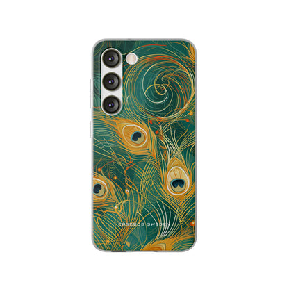 Peacock Elegance in Teal and Gold Samsung S23 - Flexi Phone Case