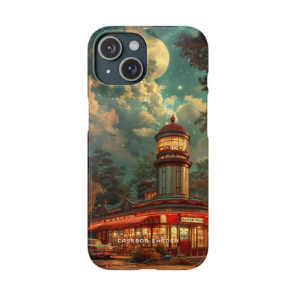 Vintage Moonlit Diner Fantasy iPhone 15 - Slim Phone Case