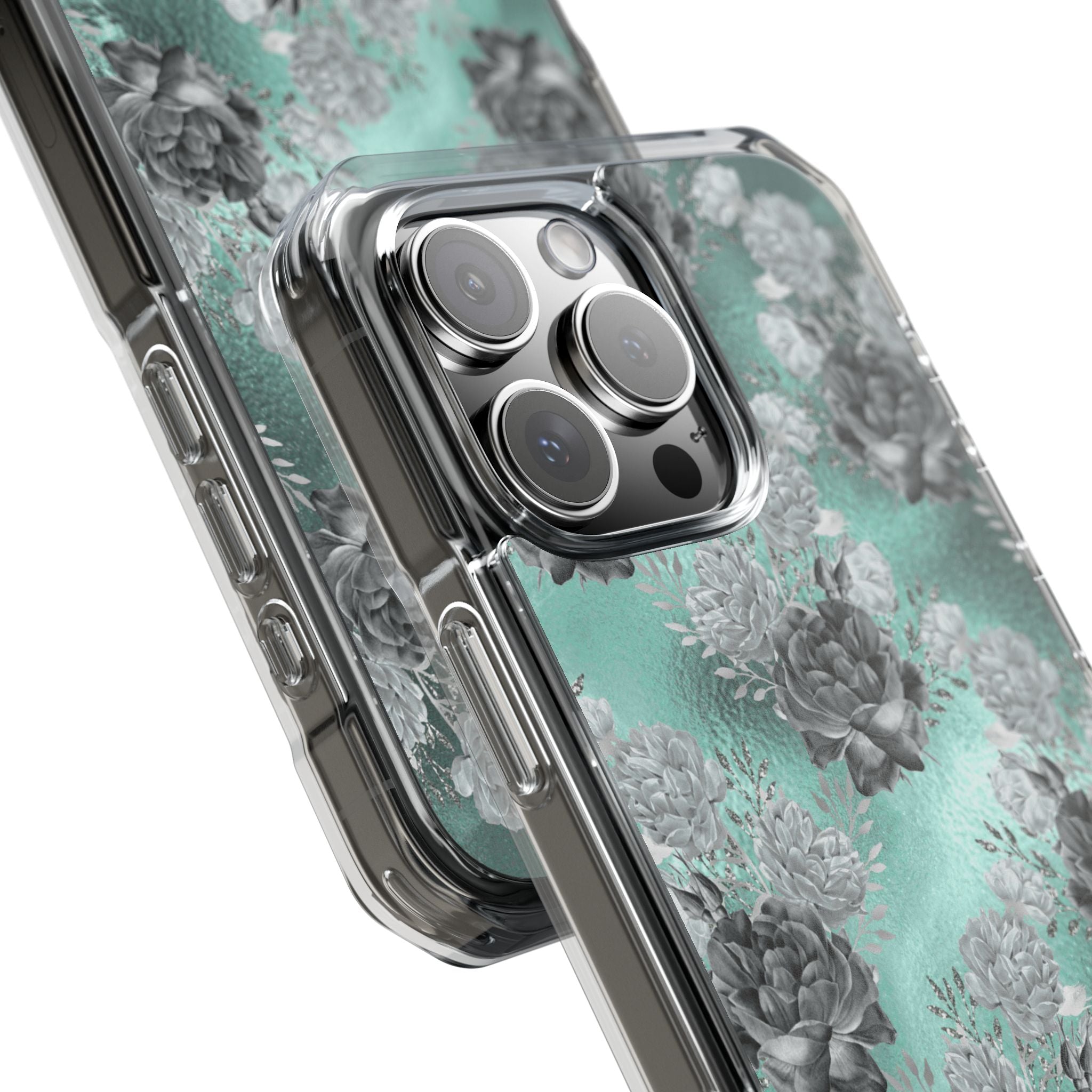 Teal Floral Elegance iPhone Case - Impact