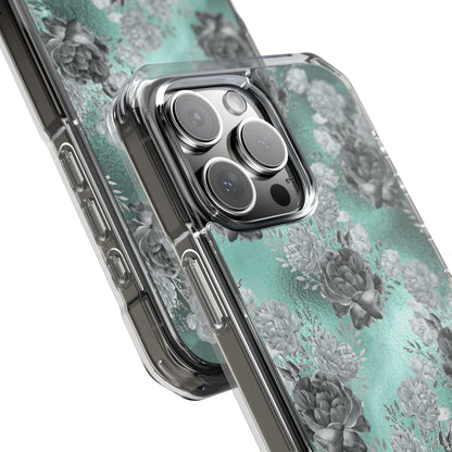Teal Floral Elegance iPhone Case - Impact