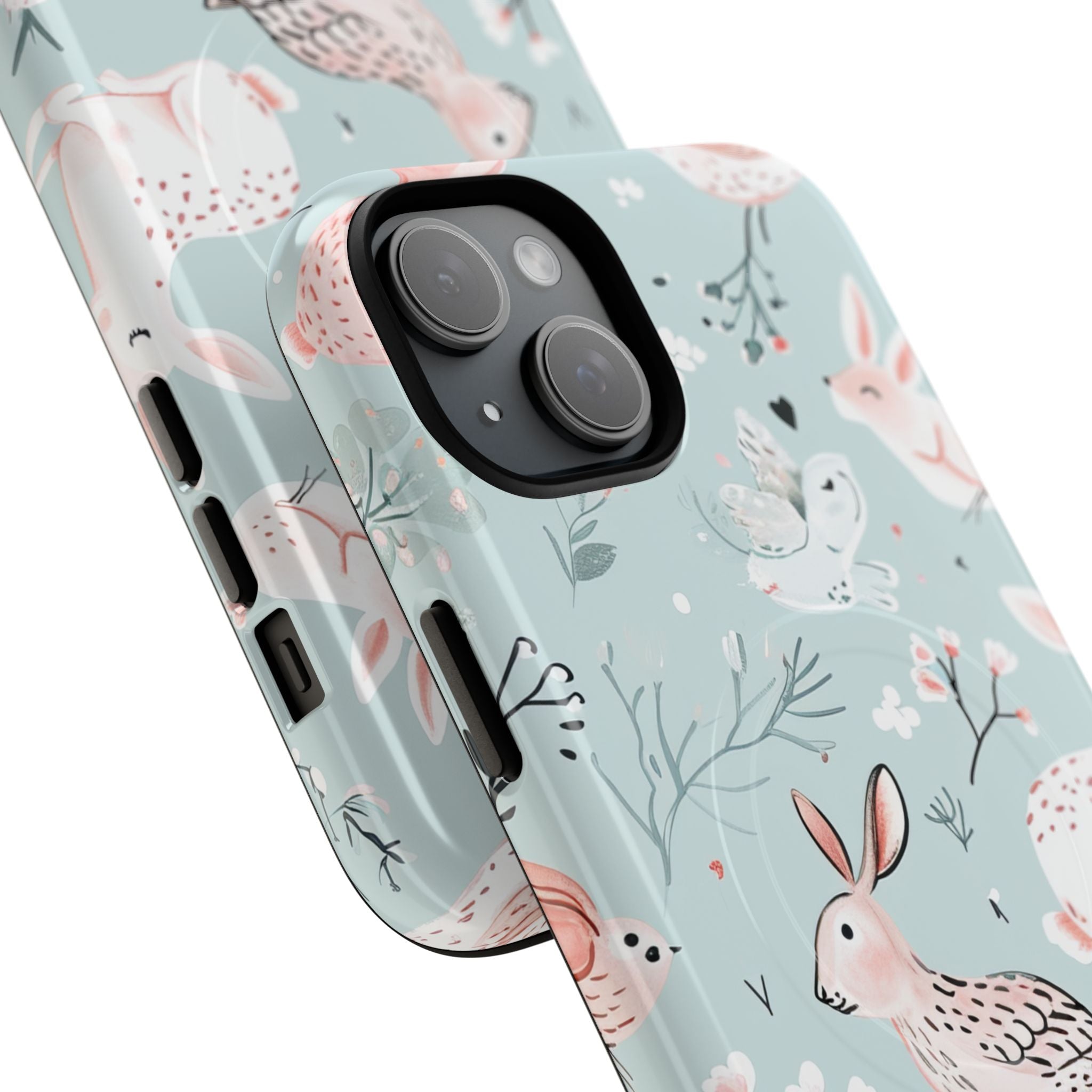 Whimsical Bunny Blossom - Tough + MagSafe® iPhone 15 Phone Case