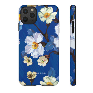 Elegant Flower on Blue iPhone Case | Tough