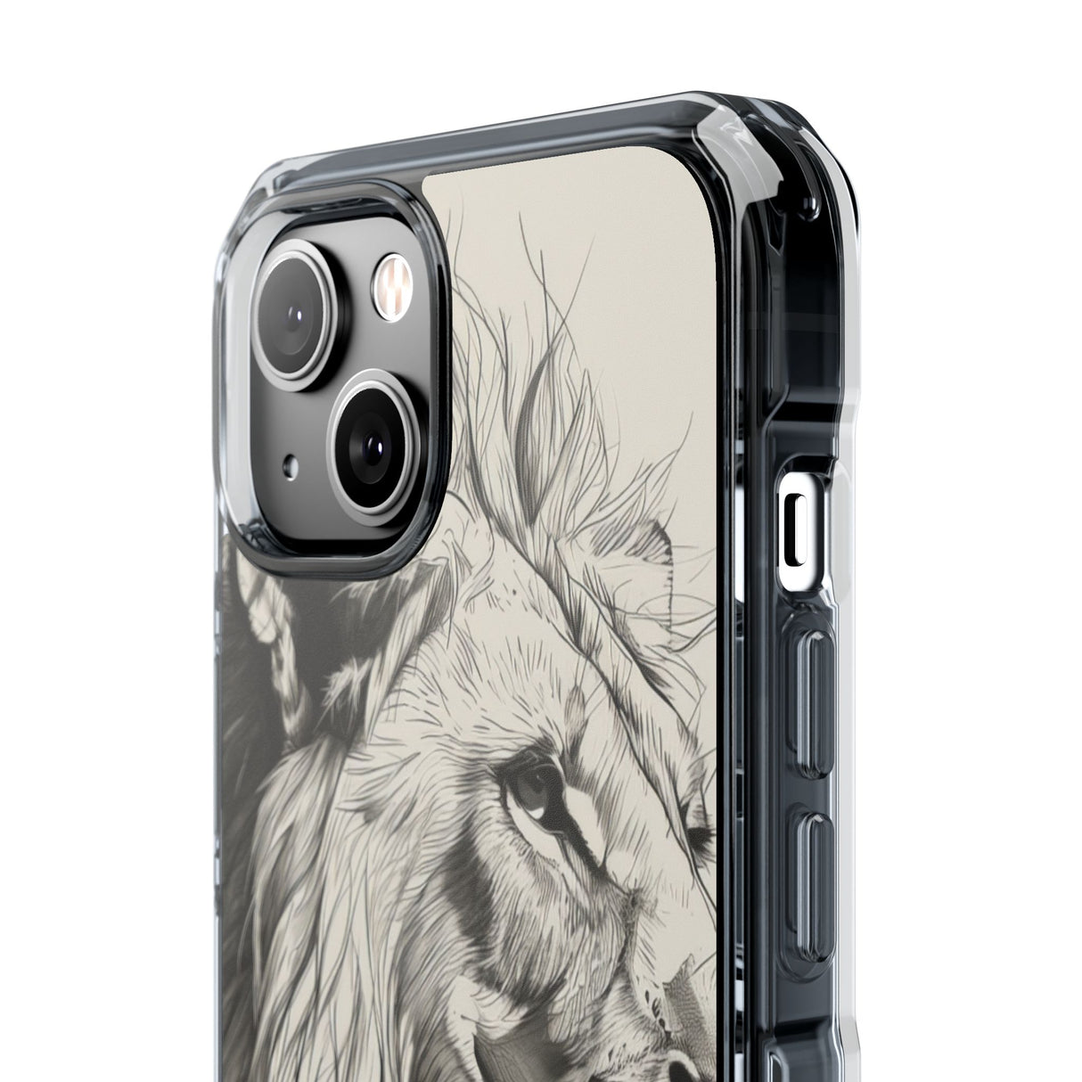 Majestic Linework Lion - Phone Case for iPhone (Clear Impact - Magnetic)