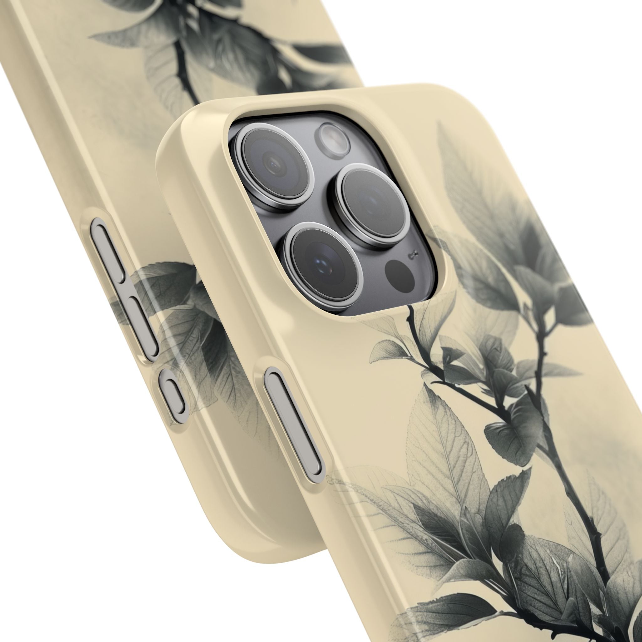 Beige Branch Art - Slim iPhone 15 Phone Case