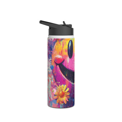 Smiley Bloom Drip - Stainless Steel Water Bottle
