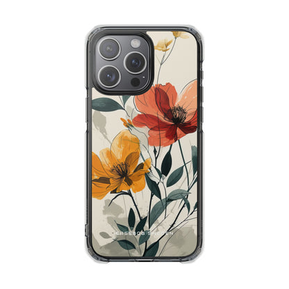 Elegant Floral Harmony iPhone 15 - Clear Impact Phone Case