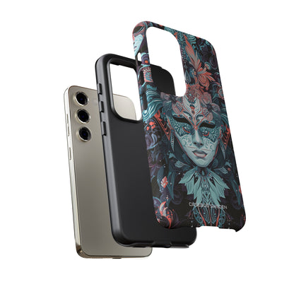 Mystic Teal Coral Mask - Tough Samsung S23 Phone Case