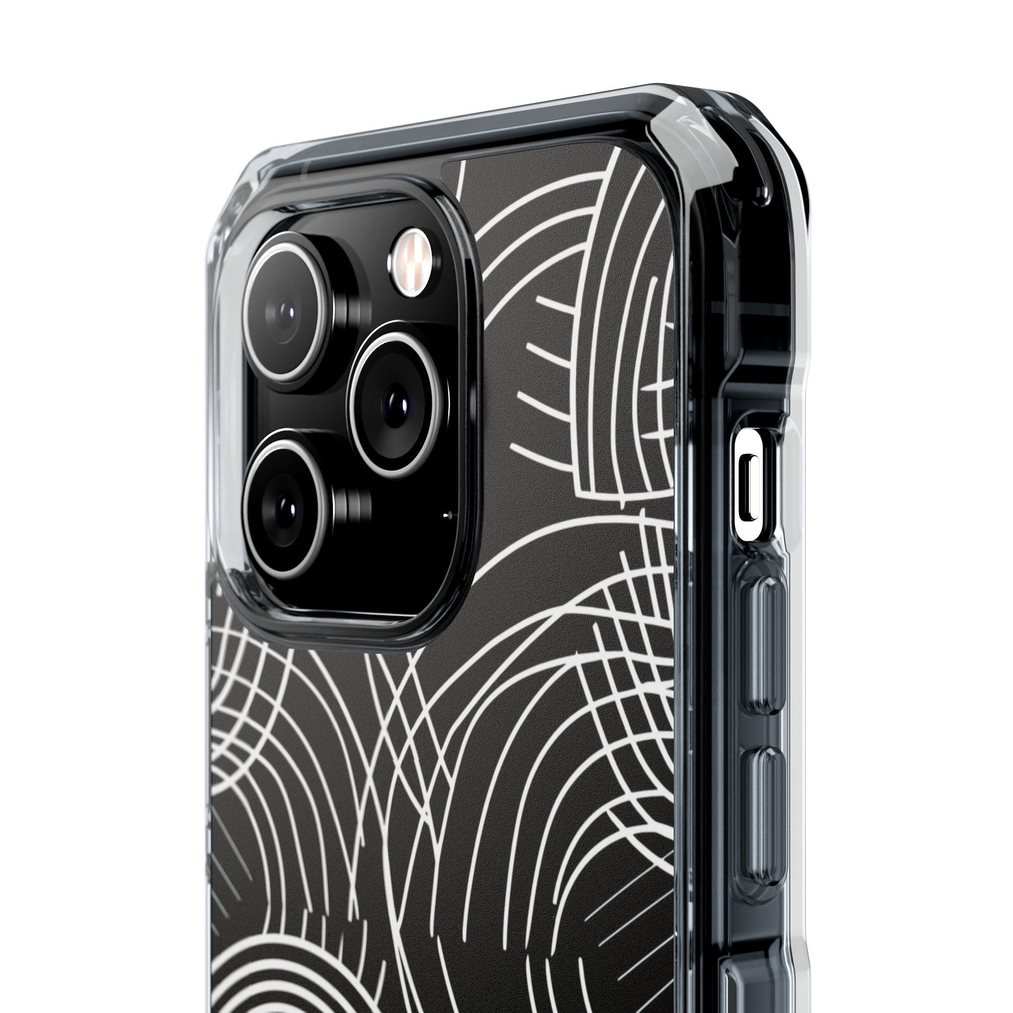 Monochrome Spiral Curves iPhone 14 - Impact Clear+