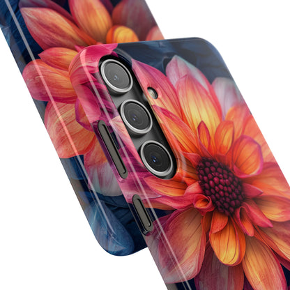 Floral Harmony Orange Blue - Slim Samsung S24 Phone Case