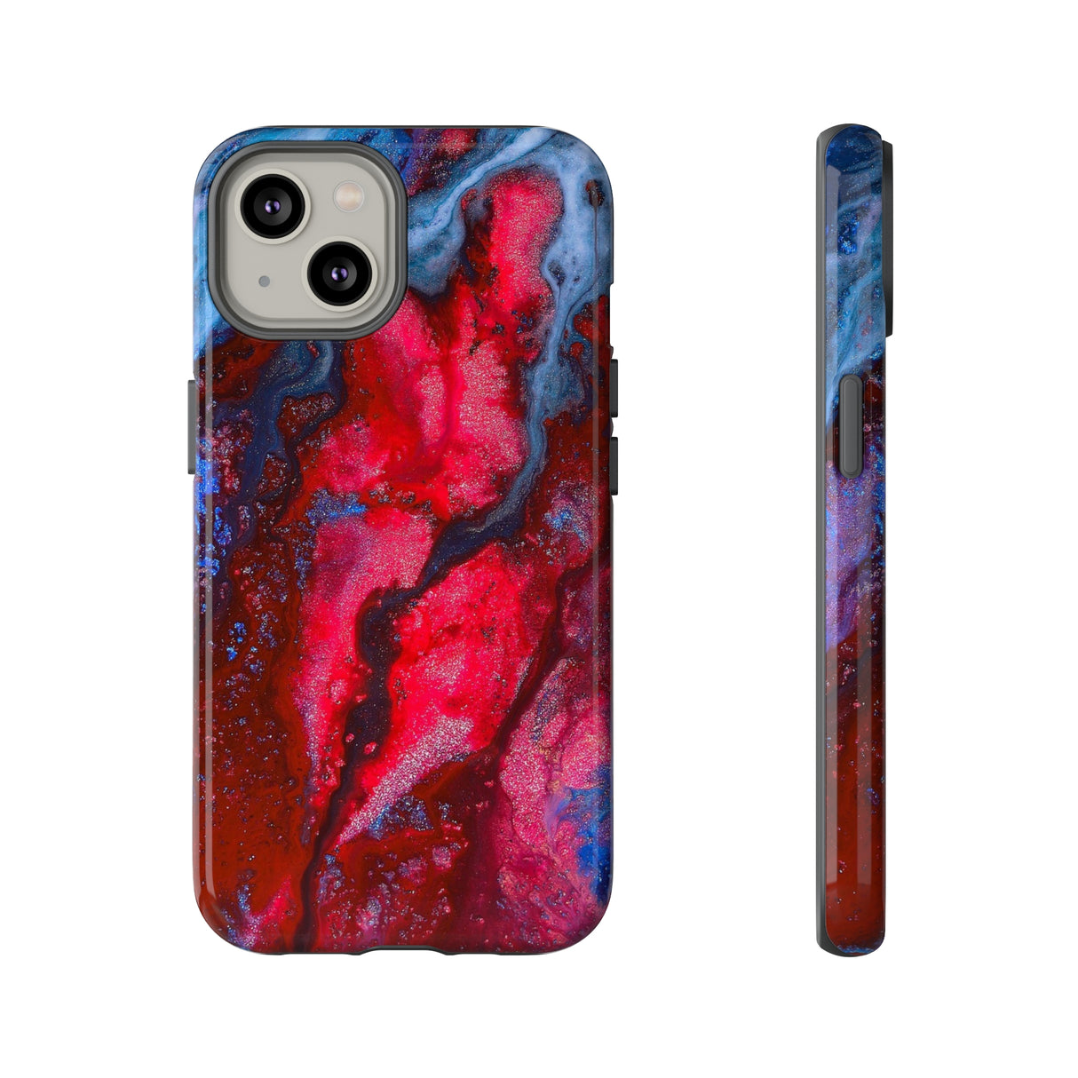 Neon Red Ink Art iPhone Case (Protective) iPhone 14 Glossy Phone Case