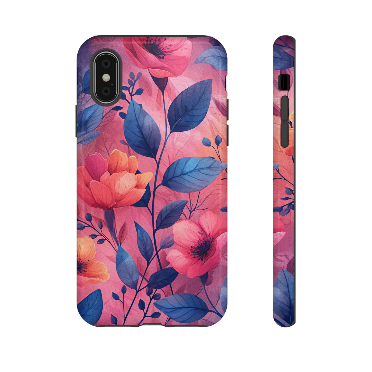 Herringbone Blossom Harmony - Protective Phone Case