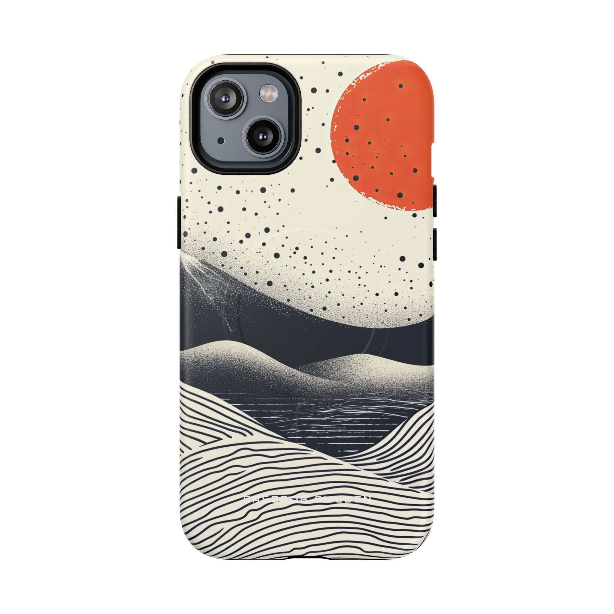 Red Sun Over Flowing Horizons iPhone 14 | Tough+ Phone Case