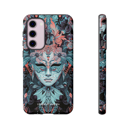 Mystic Teal Coral Mask - Tough Samsung S23 Phone Case