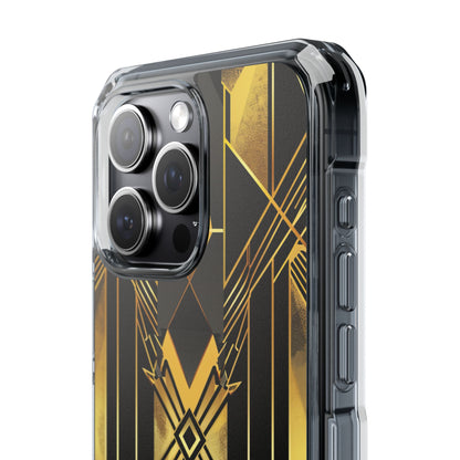 Golden Geometric Elegance iPhone 15 - Clear Impact Phone Case