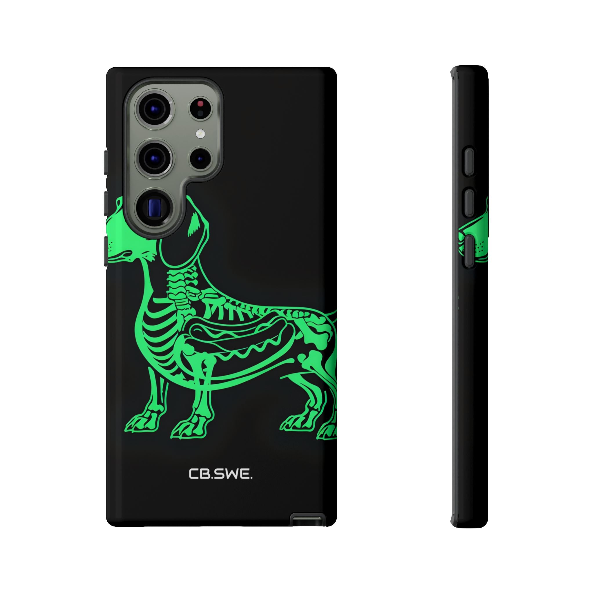 Neon Green Dachshund X-Ray Illustration Hotdog Phone Cover Samsung S23 - Tough