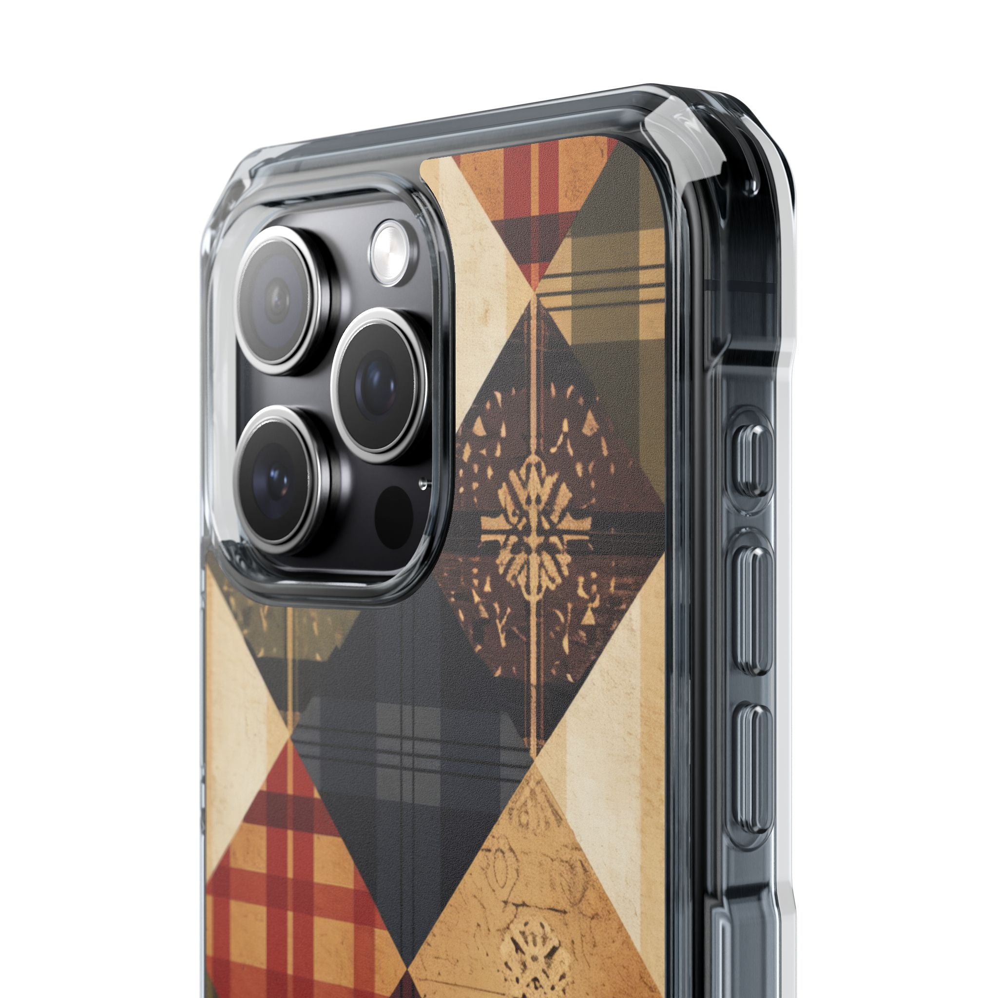 Rustic Geometric Patchwork Harmony iPhone 15 - Clear Impact Phone Case