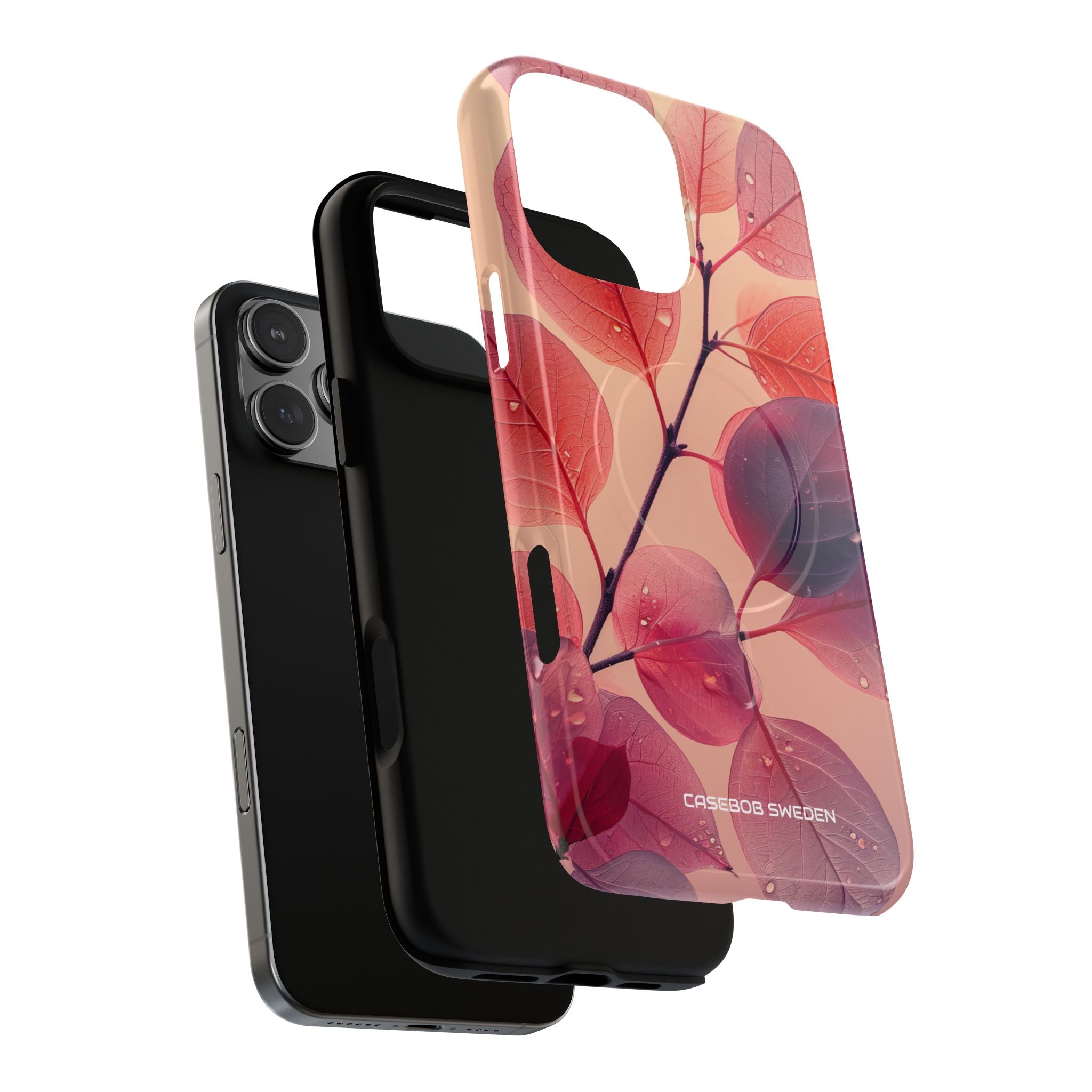 Pink Serenity Leaf Design - Tough + MagSafe® iPhone 16 Phone Case