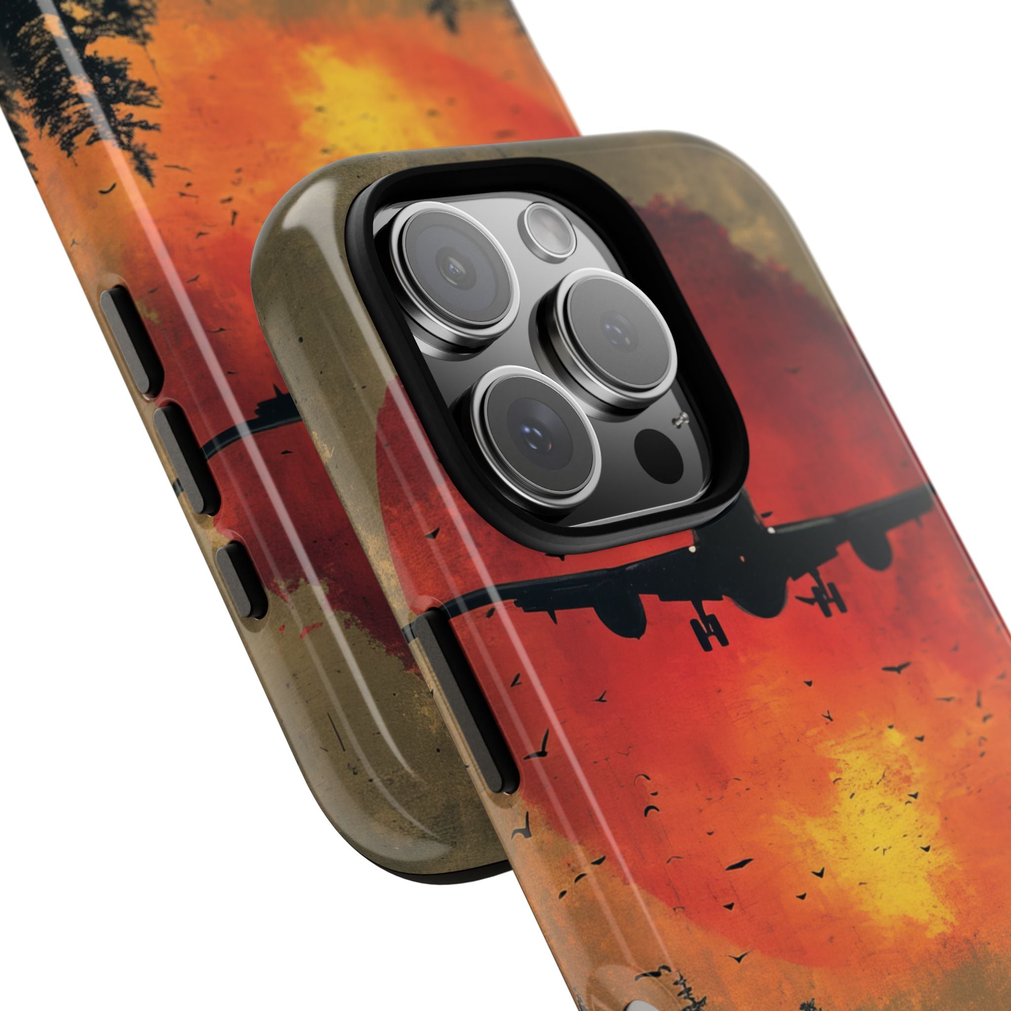 Vintage Sunset Airplane Silhouette iPhone 16 - Tough Phone Case