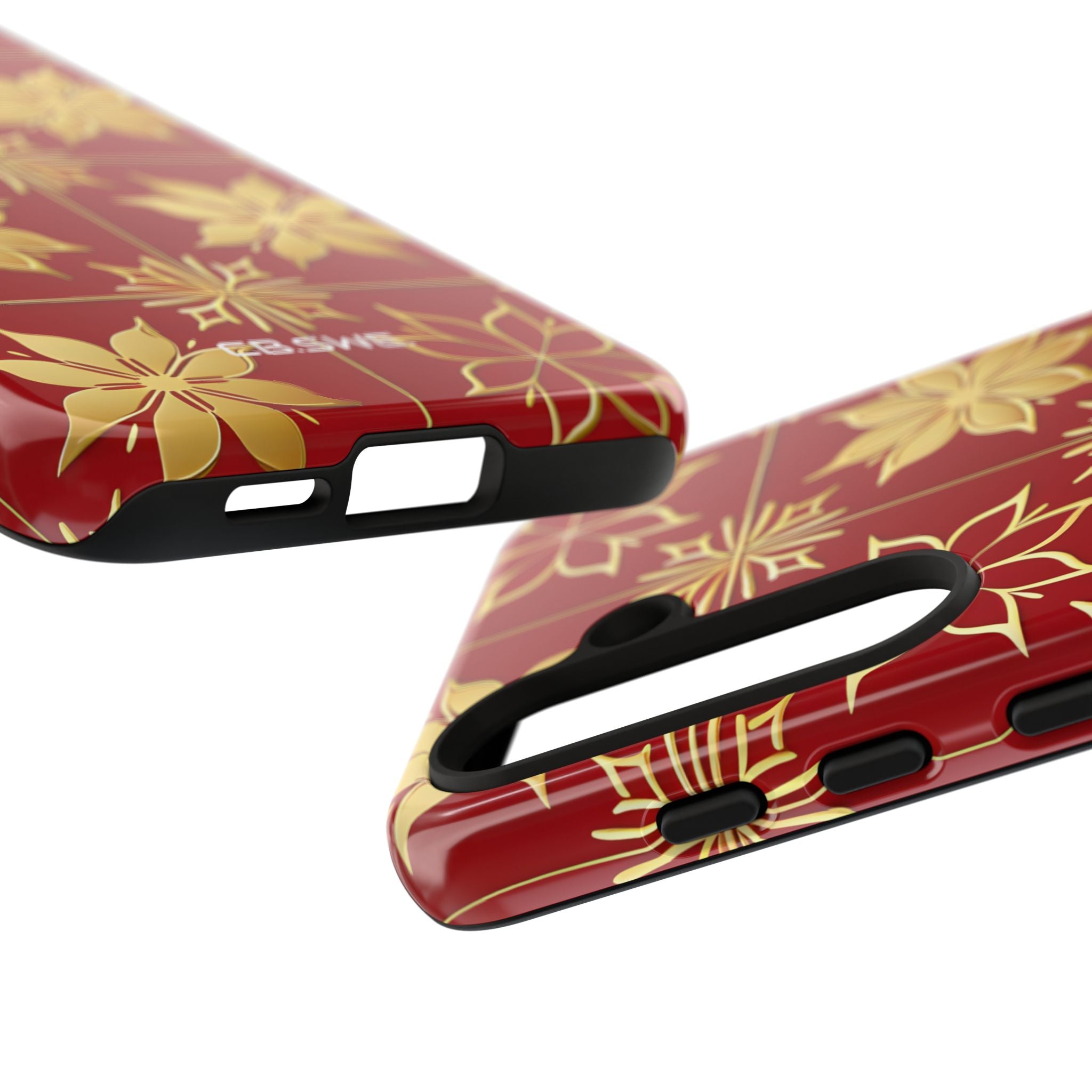 Elegant Gold Floral Seamless Rich Red Samsung S24 - Tough