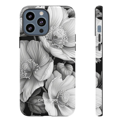 Monochrome Petal Dance iPhone 13 - Tough