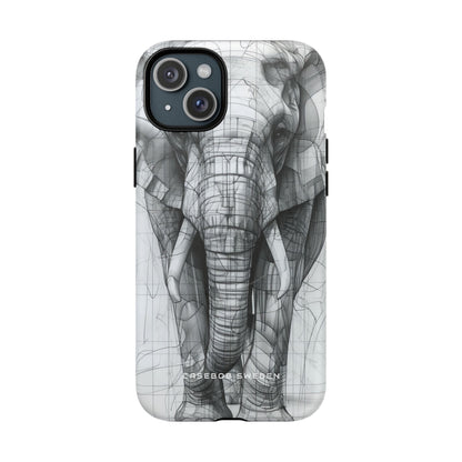 Elephant Line Geometry iPhone 15 | Tough+ Phone Case