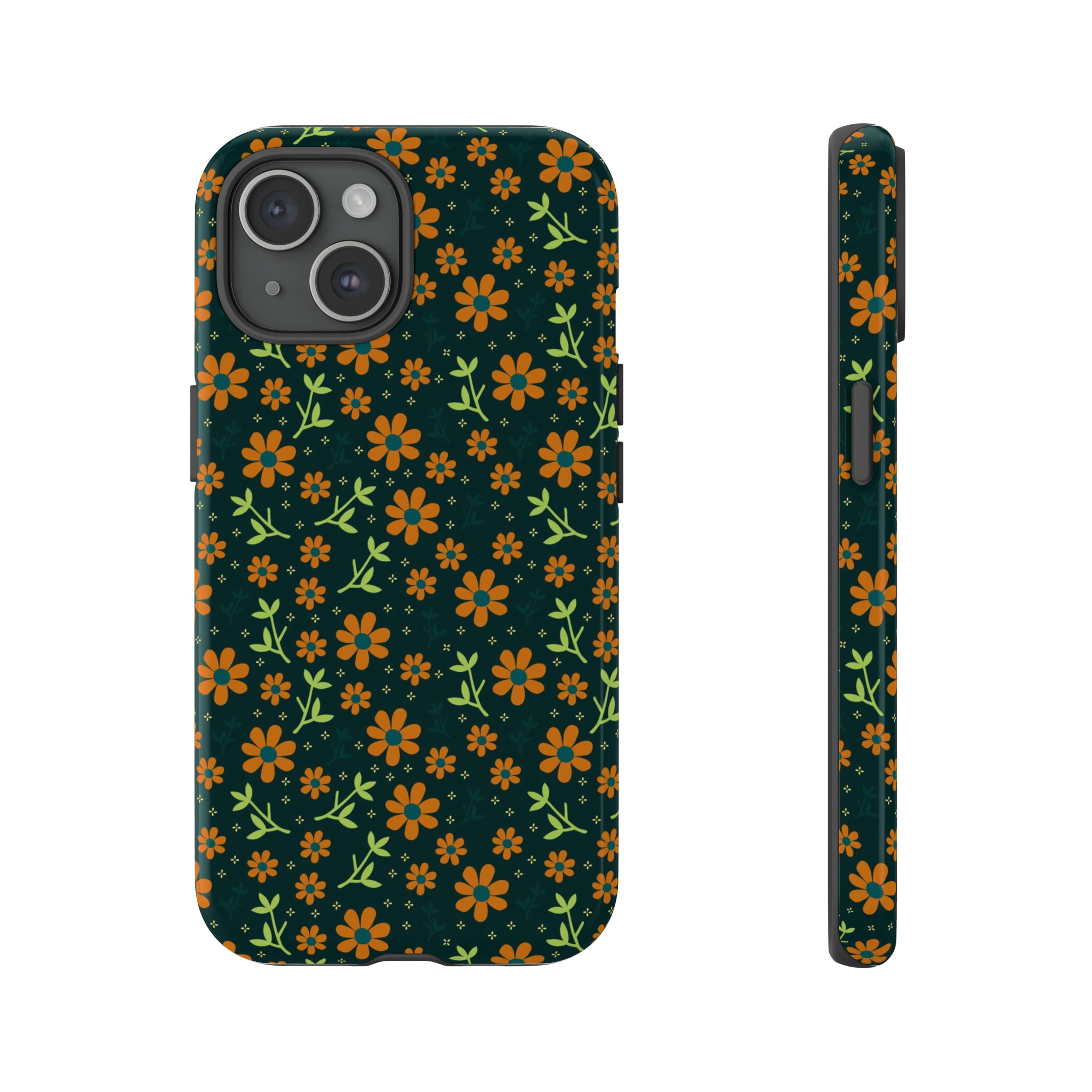 Green Flower Pattern - Protective Phone Case