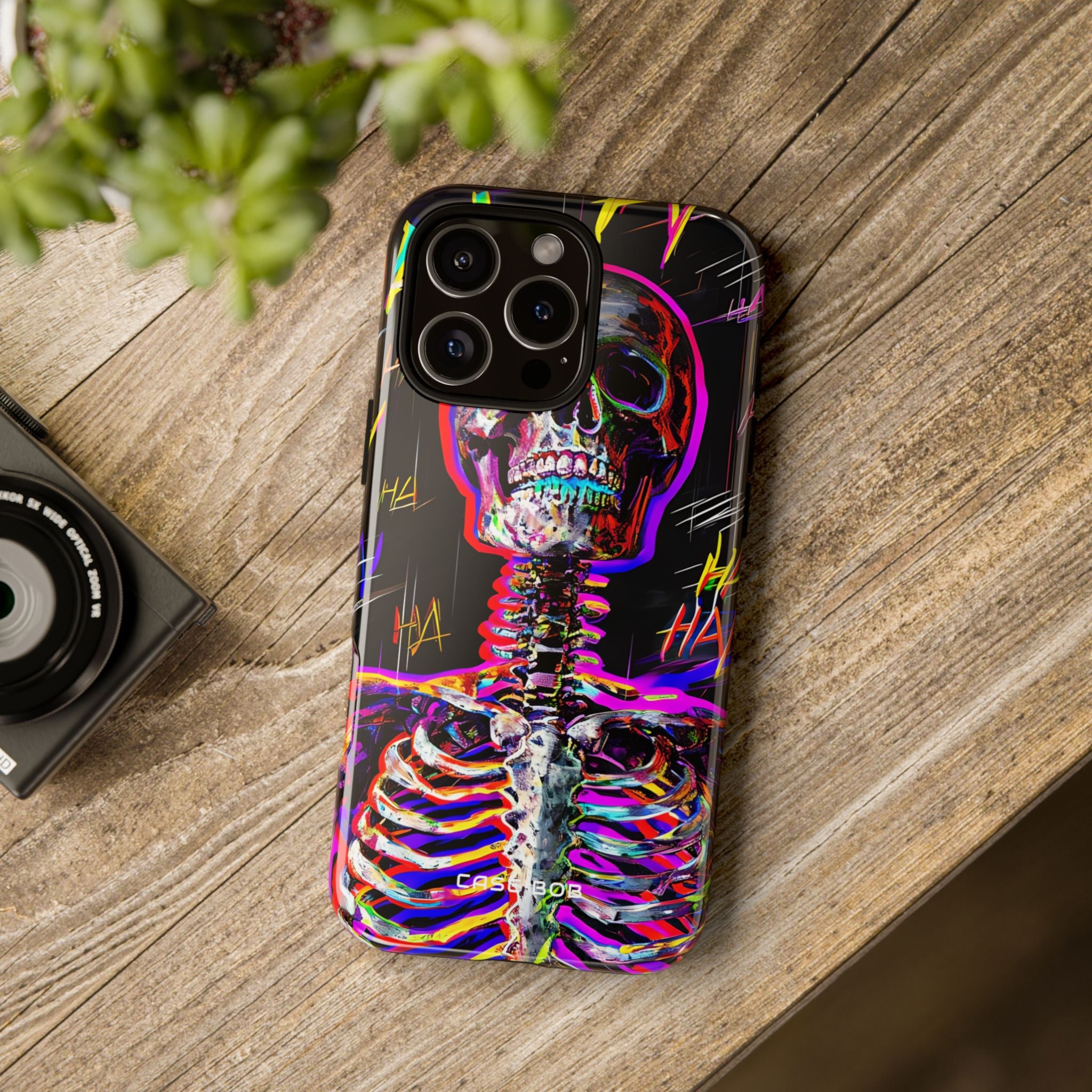 Neon Skeleton Laugh iPhone 16 Pro Max Case - Tough