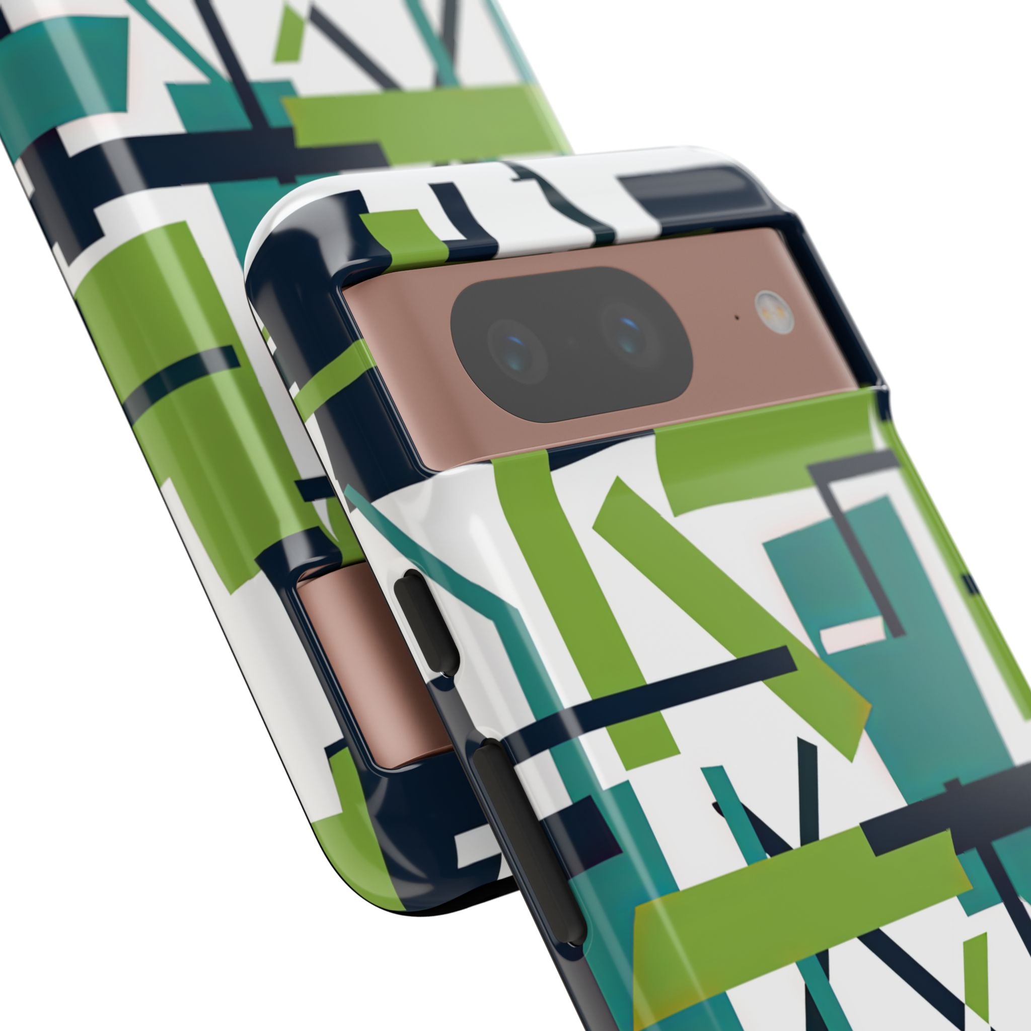 Green Geometry Glide Google Pixel 8 - Tough Phone Case