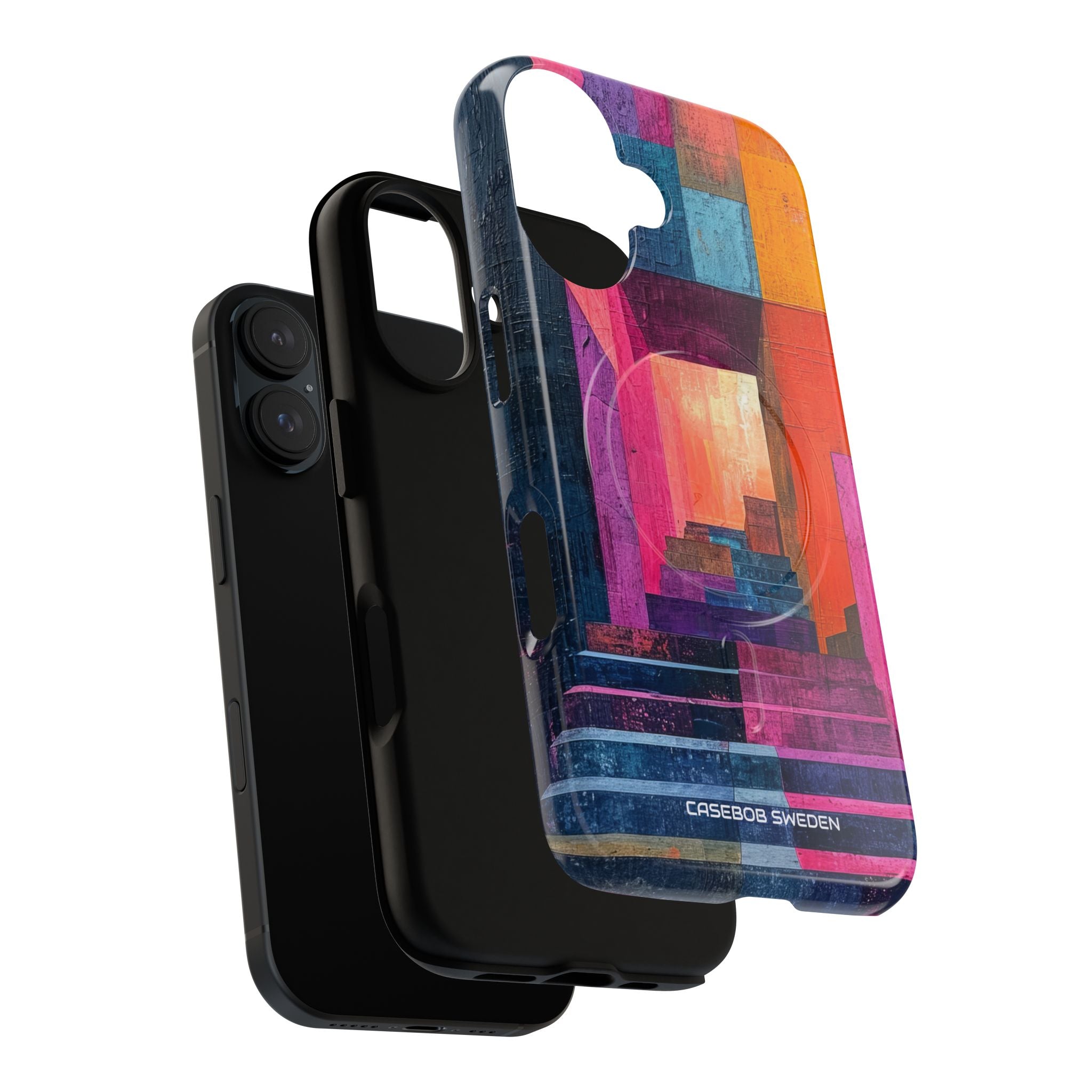 Pink Orange Geometry - Tough + MagSafe® iPhone 16 Phone Case