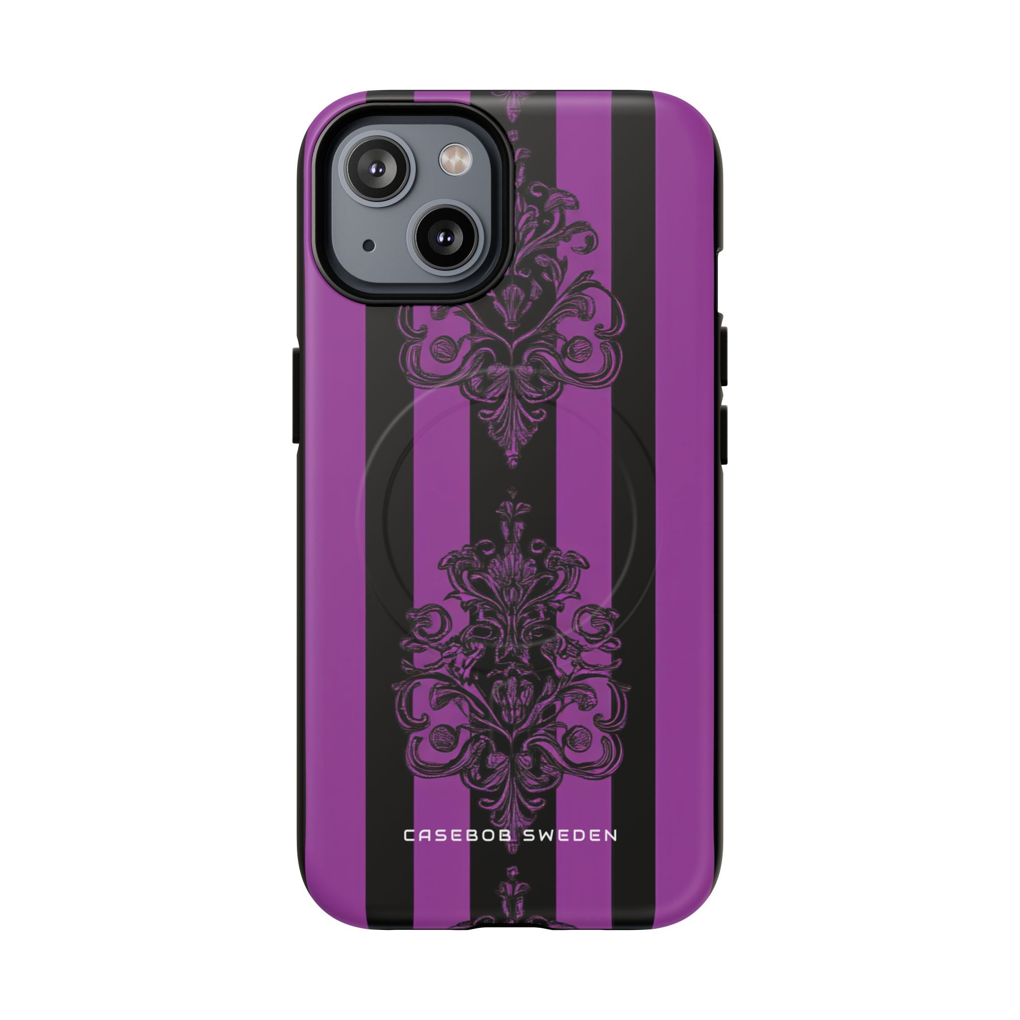 Gothic Elegance with Vertical Stripes and Ornamental Motifs iPhone 14  Tough+ Phone Case