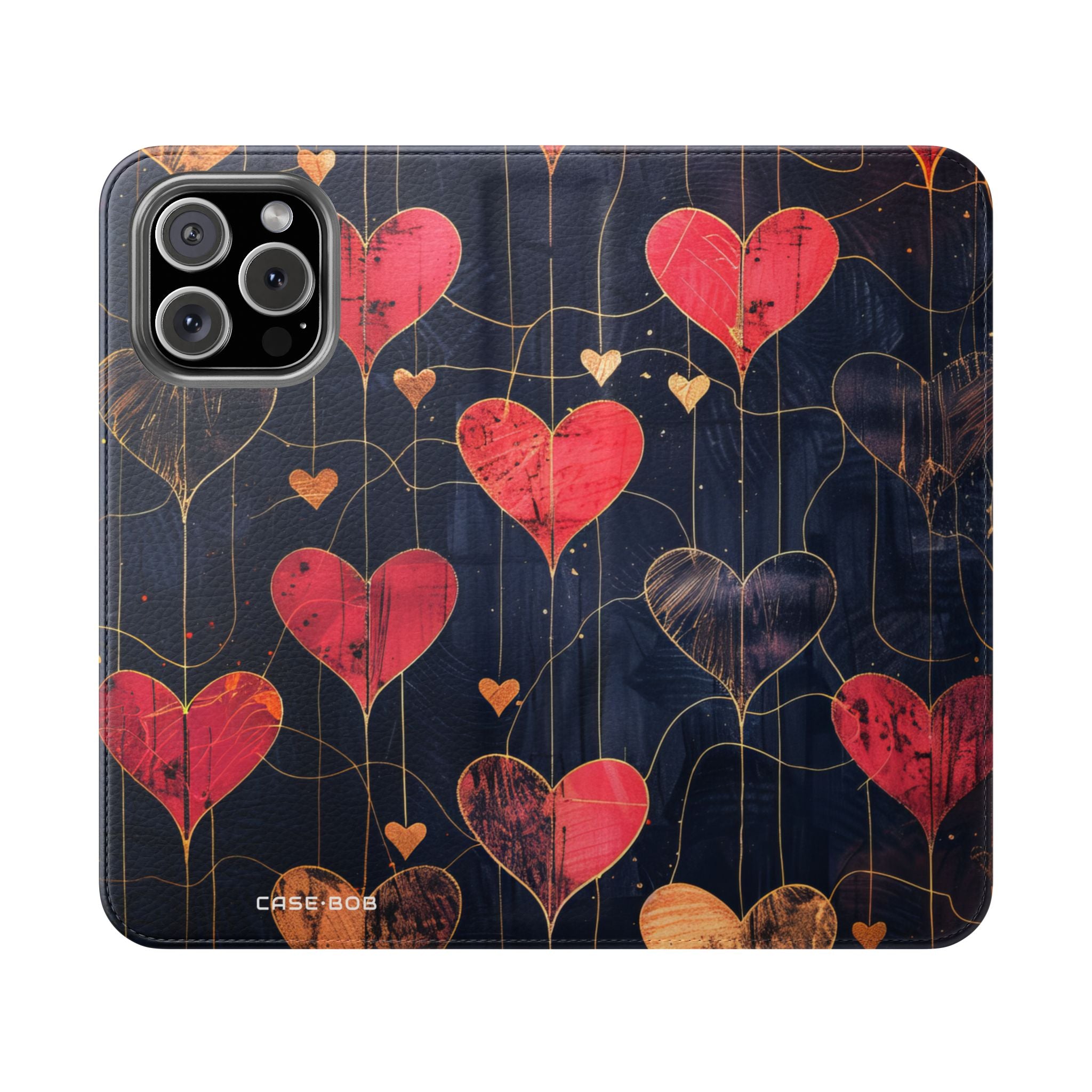 Textured Heart Grid - iPhone 16 Max Case - Wallet
