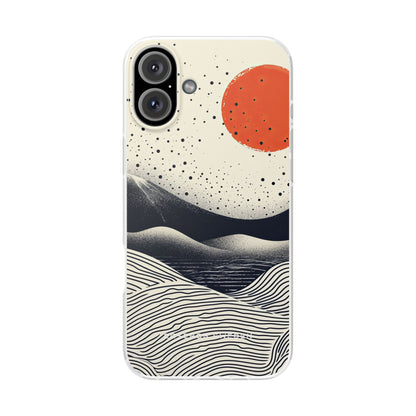 Red Sun Over Flowing Horizons iPhone 16 - Flexi Phone Case