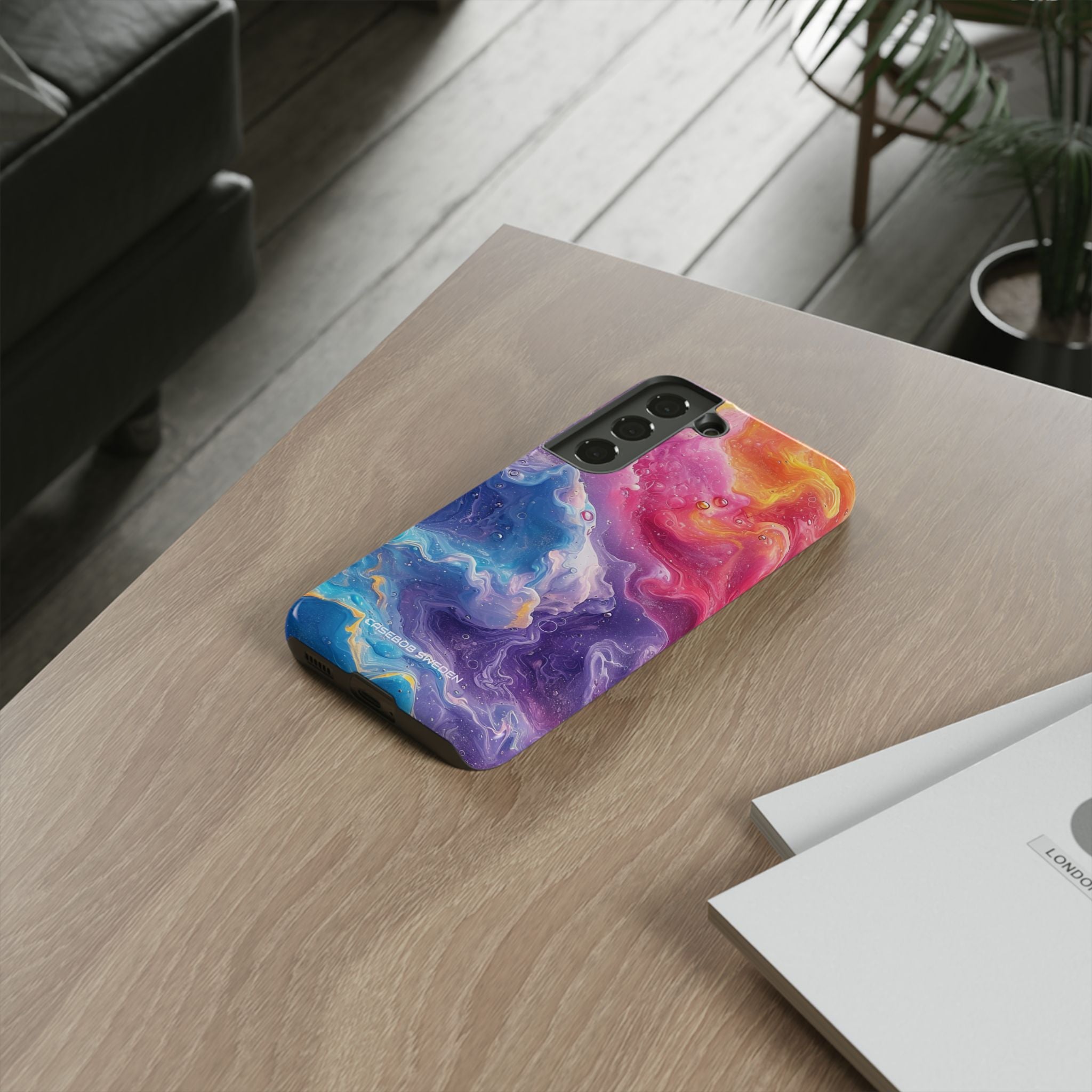 Abstract Blue Pink Waves - Tough Samsung S22 Phone Case