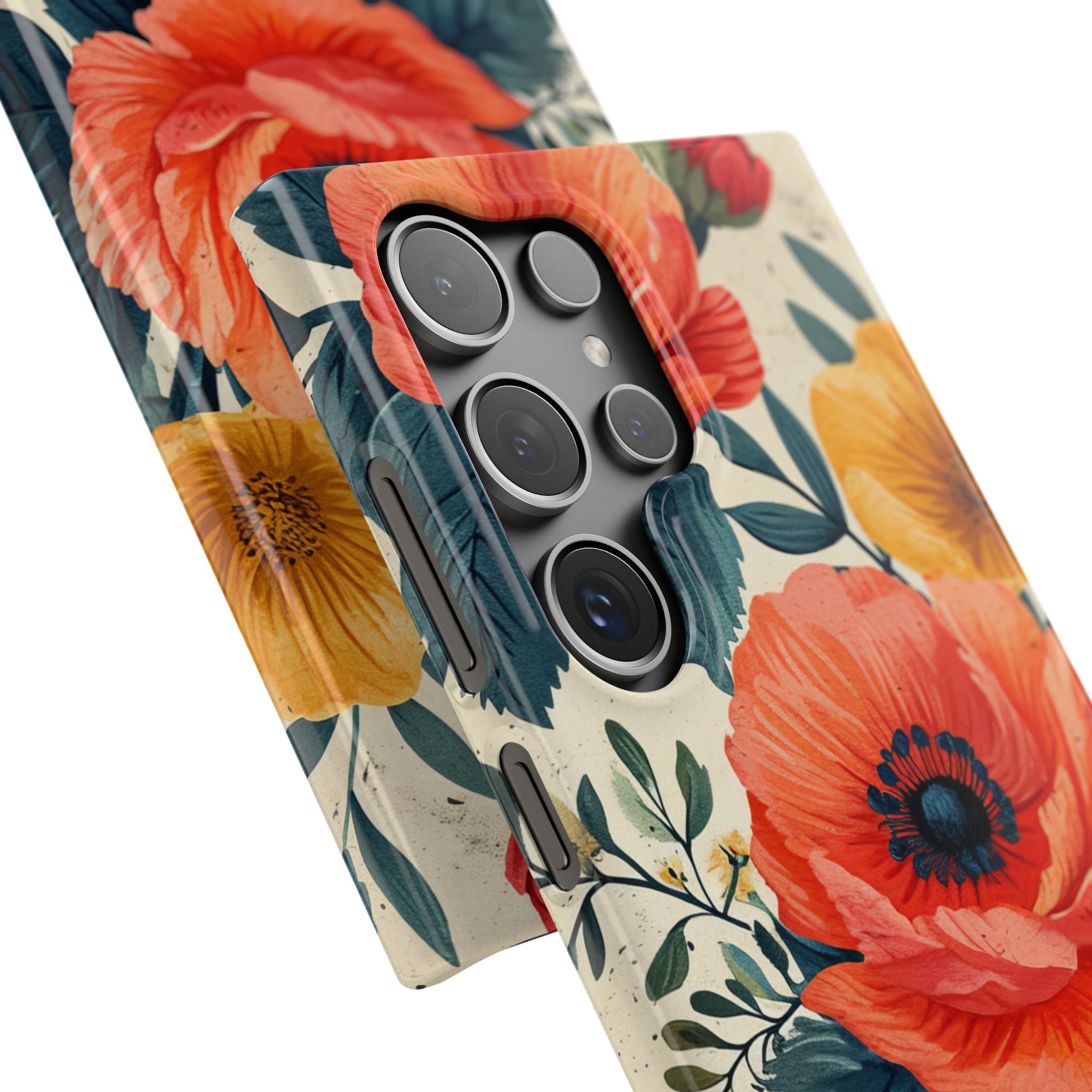 Vibrant Botanical Poppies - Slim Samsung S24 Phone Case