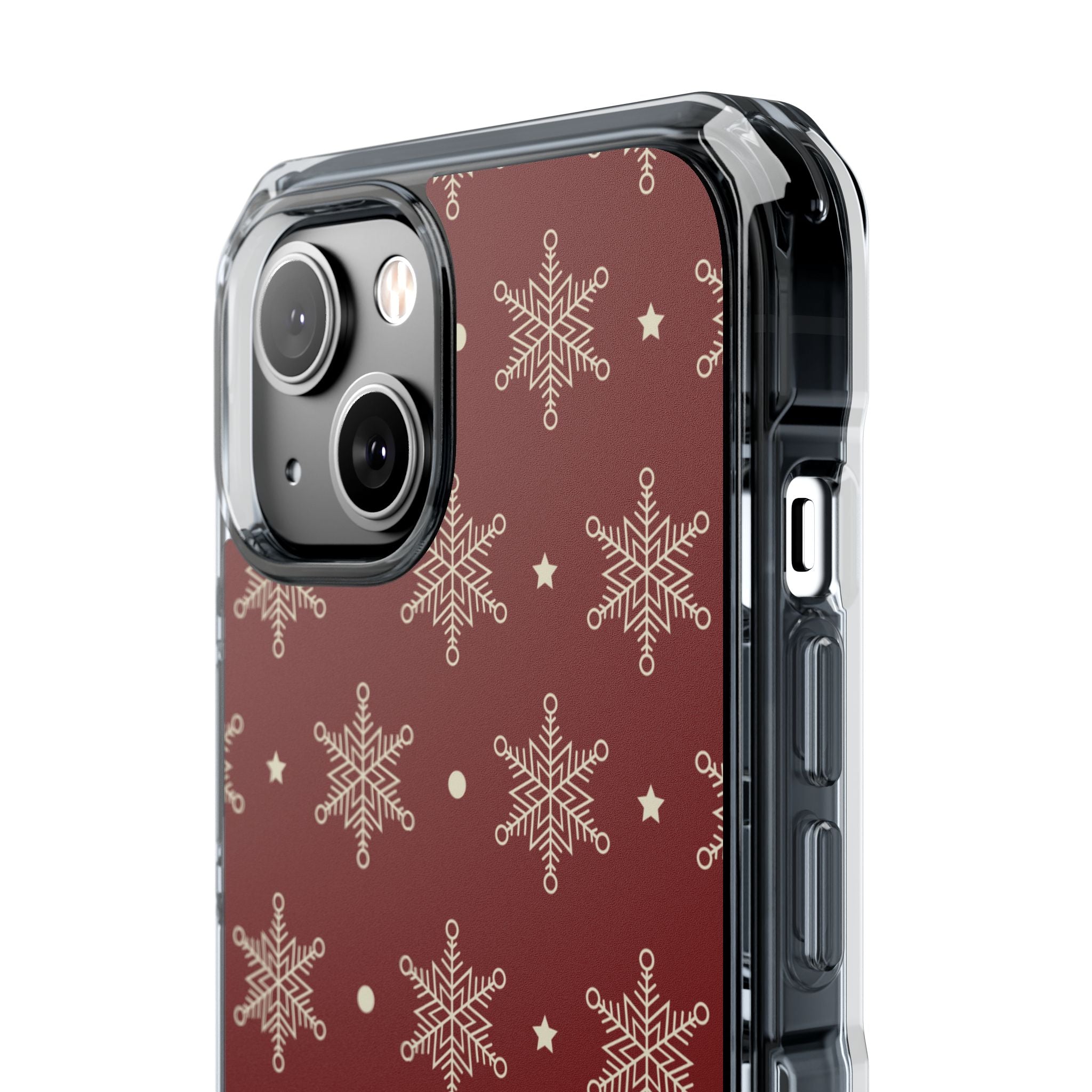 Cream Snowflake Crimson iPhone 14 Case - Impact