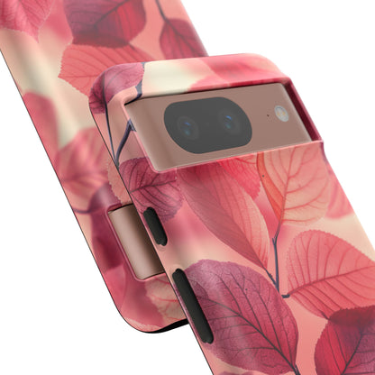 Elegant Pink Leaves Google Pixel 8 - Tough Phone Case