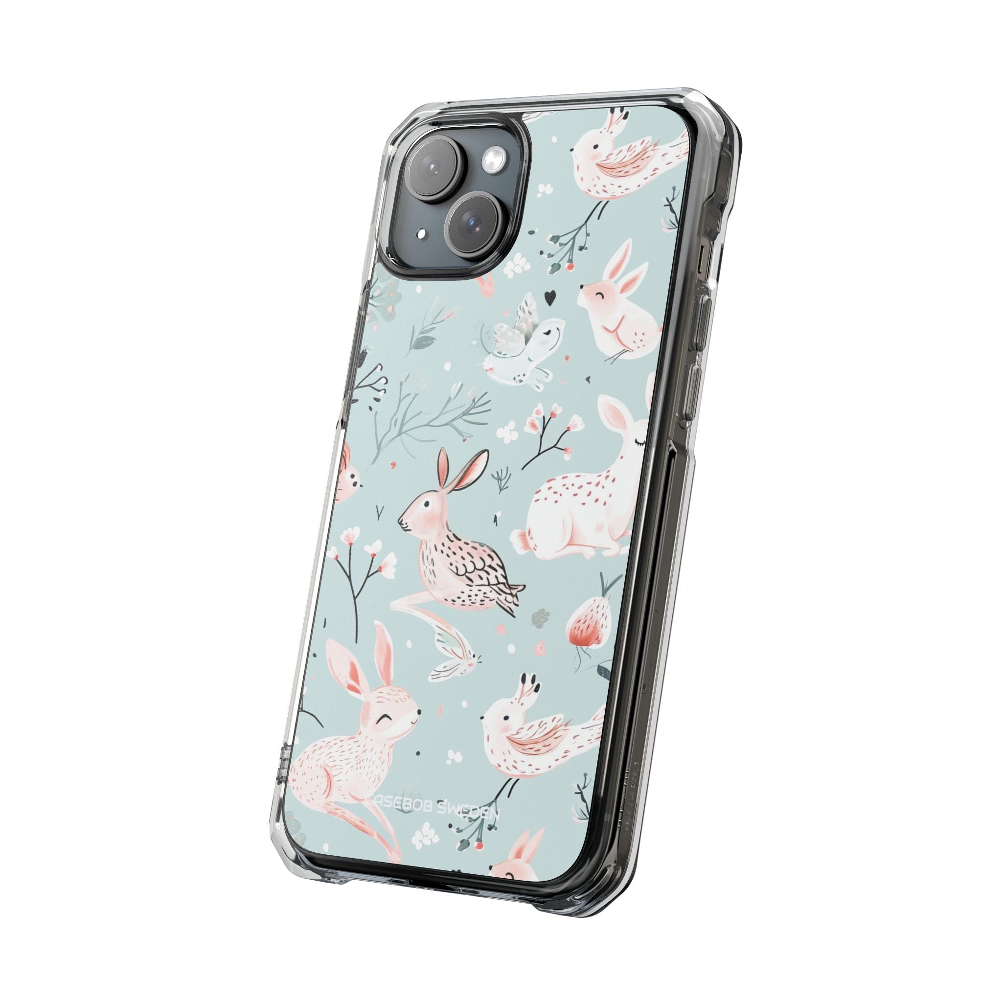 Whimsical Bunny Blossom - Clear Impact iPhone 15 Phone Case