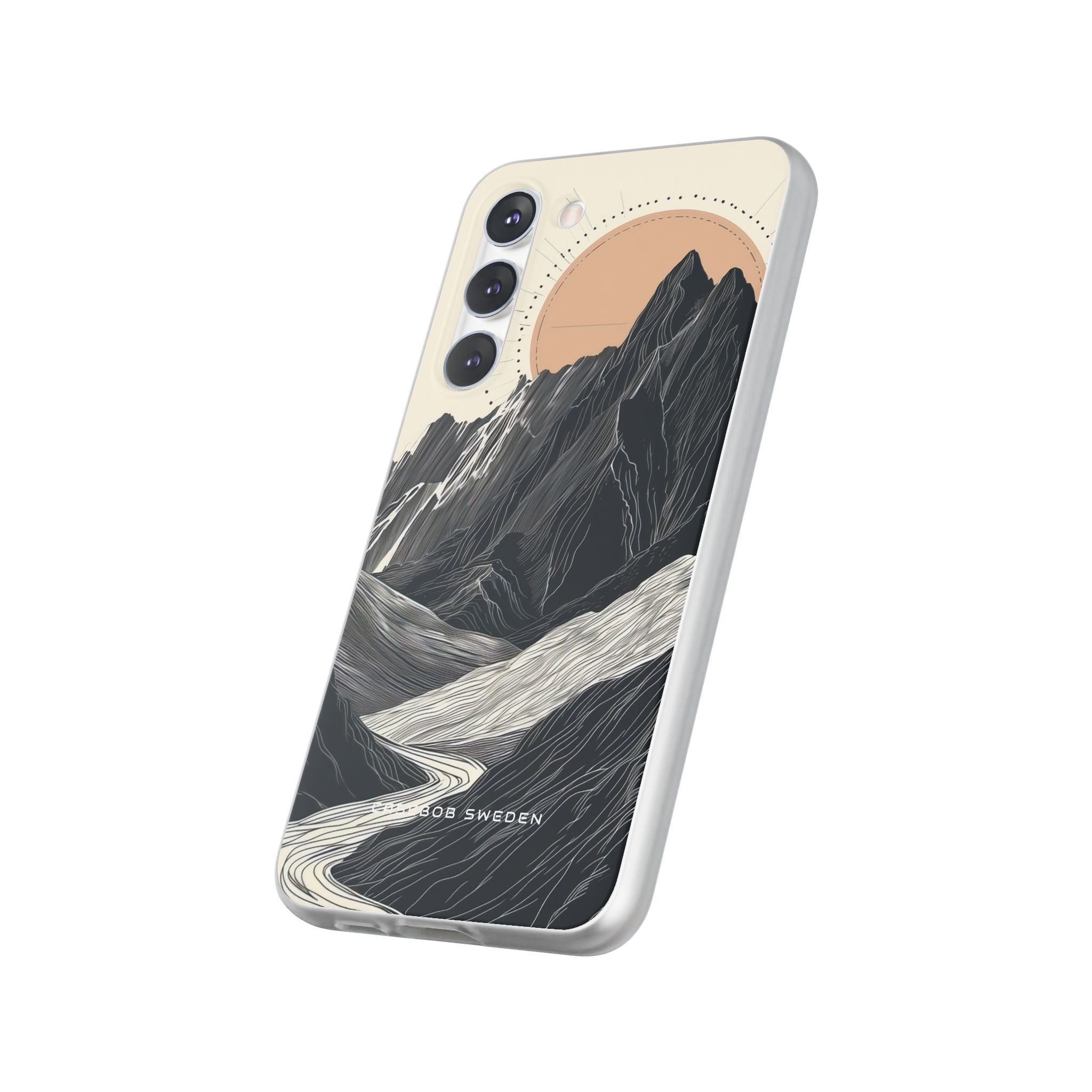 Minimalist Mountain Landscape with Flowing River Samsung S23 - Flexi Phone Case