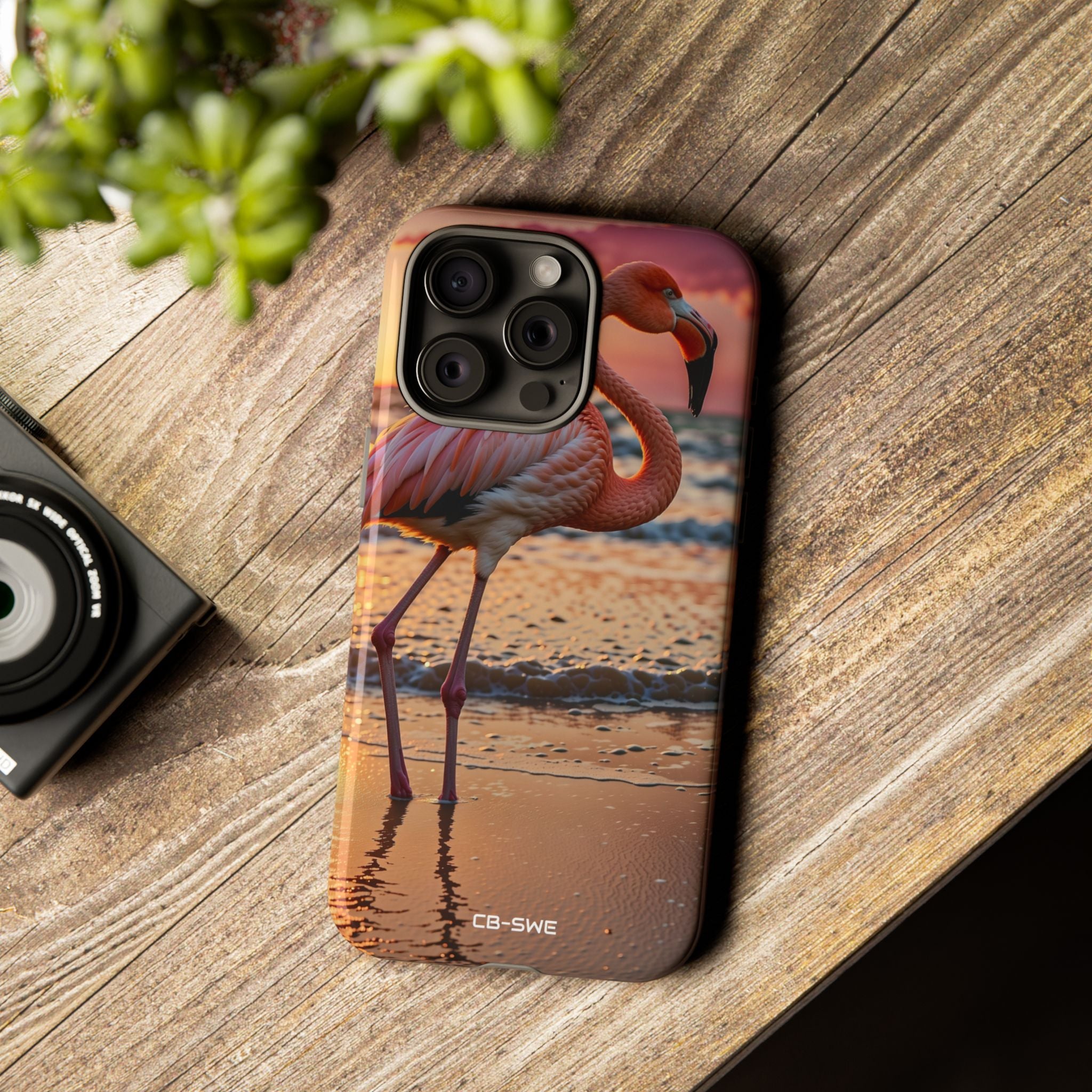 Sunset Flamingo Stand - iPhone Case
