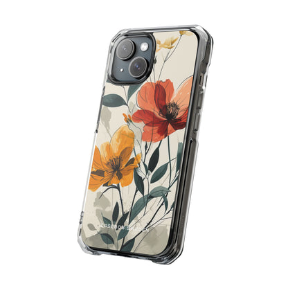 Elegant Floral Harmony iPhone 15 - Clear Impact Phone Case