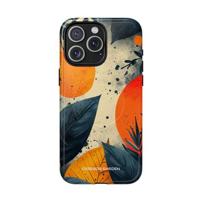 Tropical Blue Leaves - Tough + MagSafe® iPhone 15 Phone Case