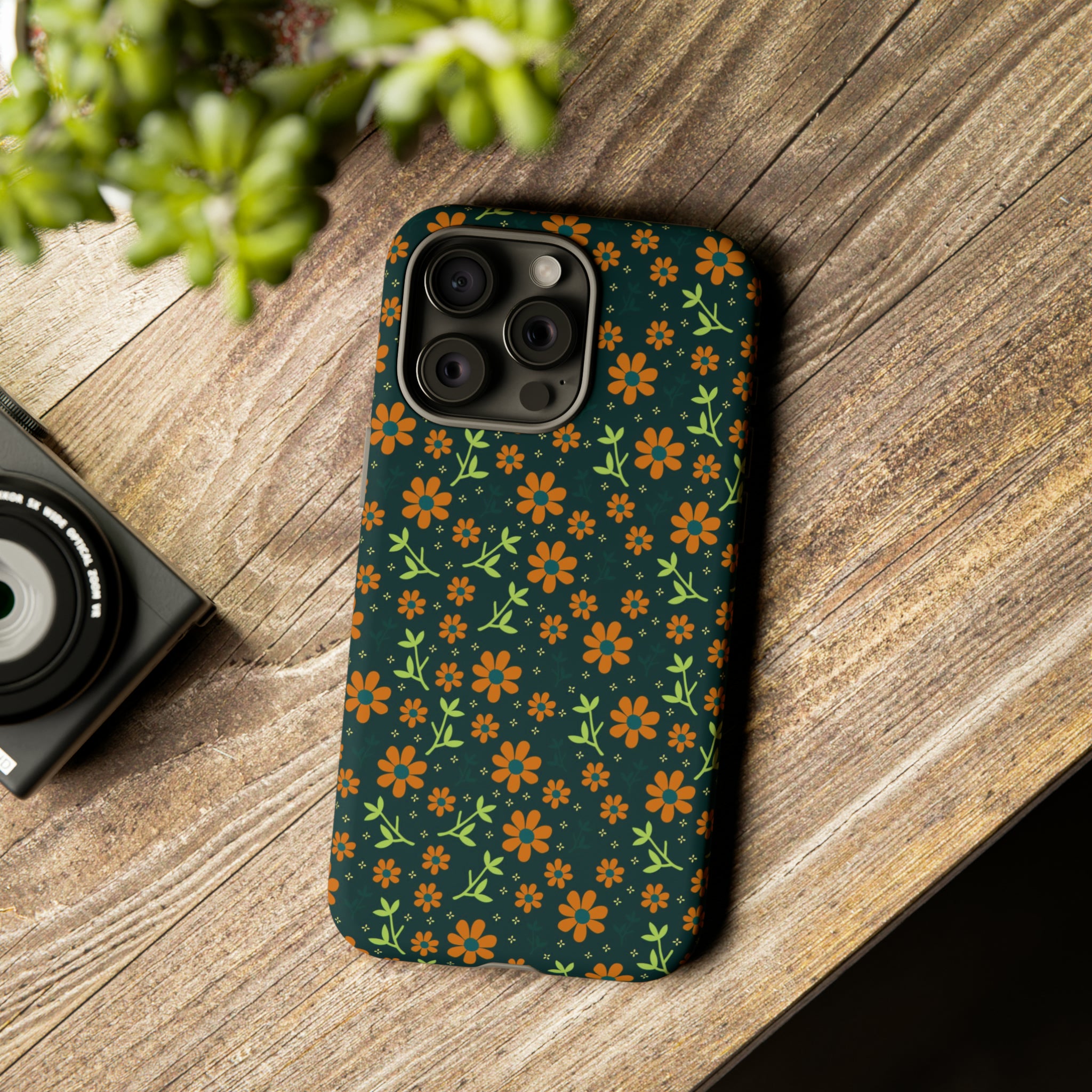 Green Flower Pattern - Protective Phone Case