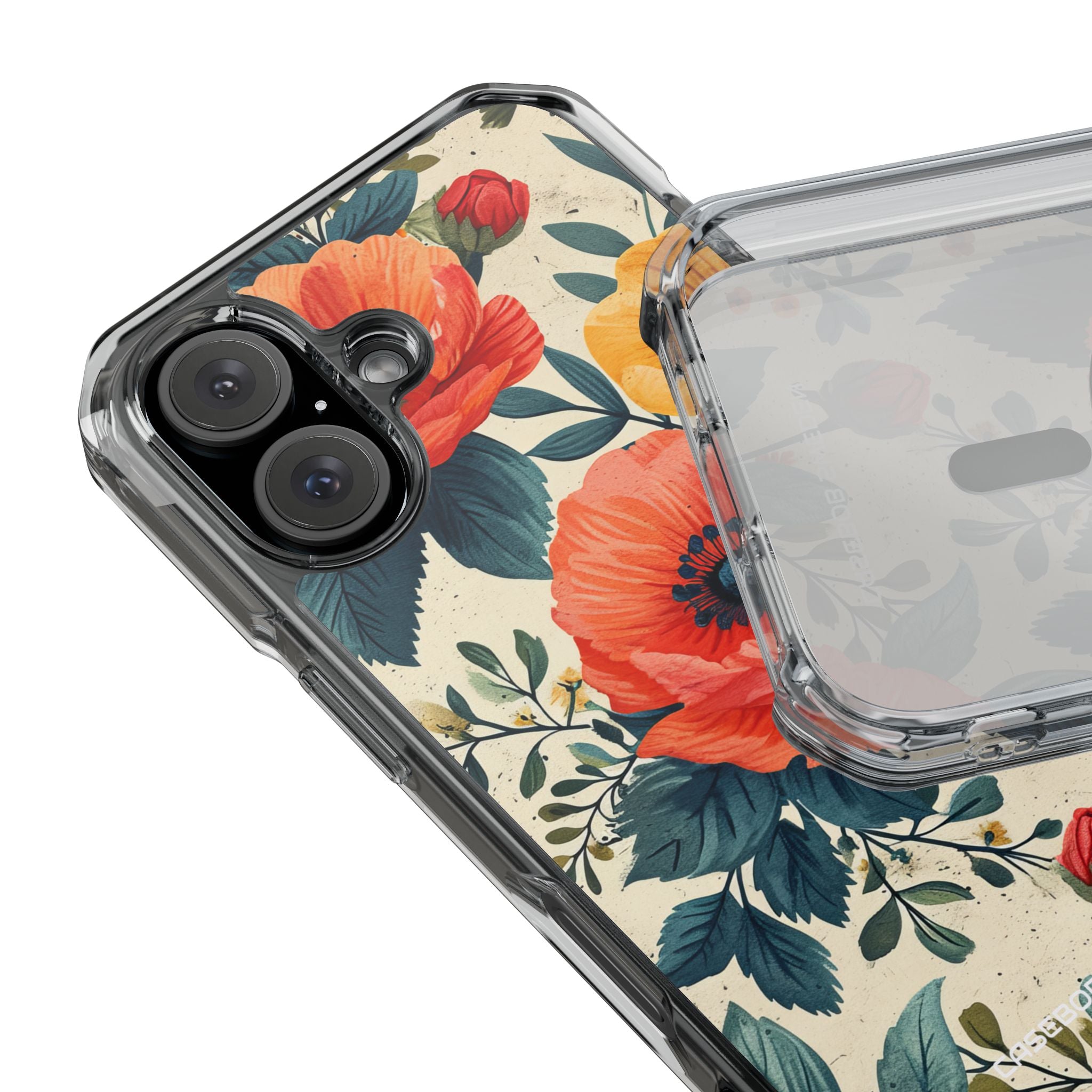 Vibrant Botanical Poppies - Clear Impact iPhone 16 Phone Case