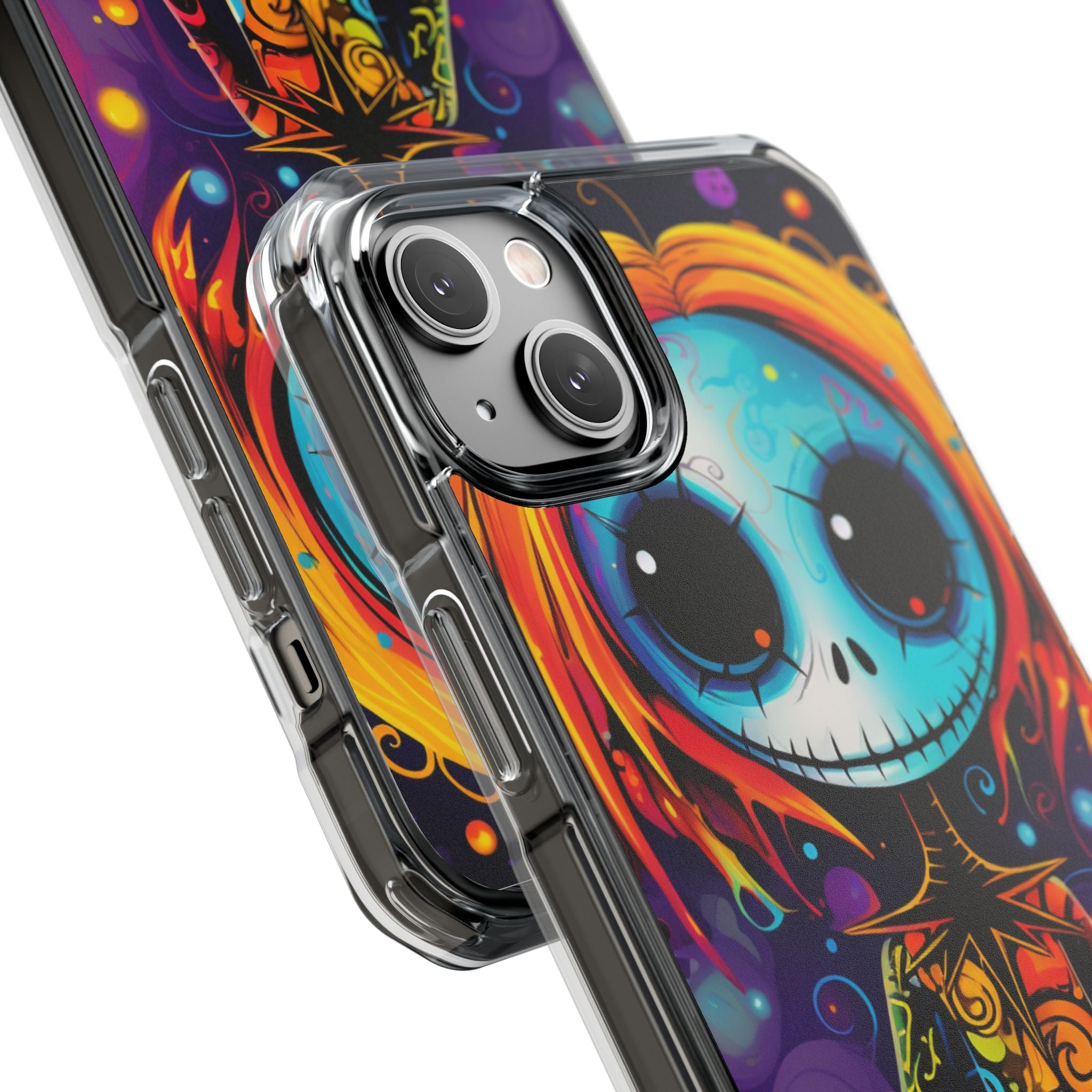 Blue Skull Swirl iPhone 14 Plus Case - Impact
