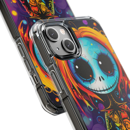 Blue Skull Swirl iPhone 14 Plus Case - Impact