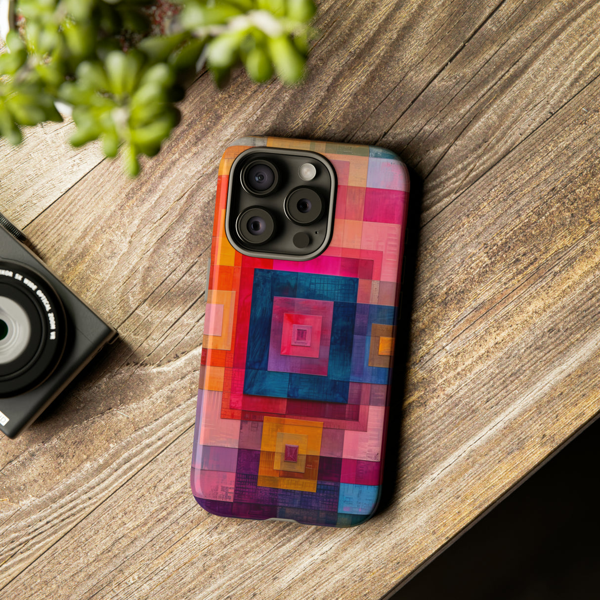 Center-Out Pastel Squares - Protective Phone Case