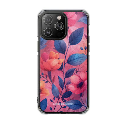 Pink Blue Floral - Clear Impact iPhone 14 Phone Case