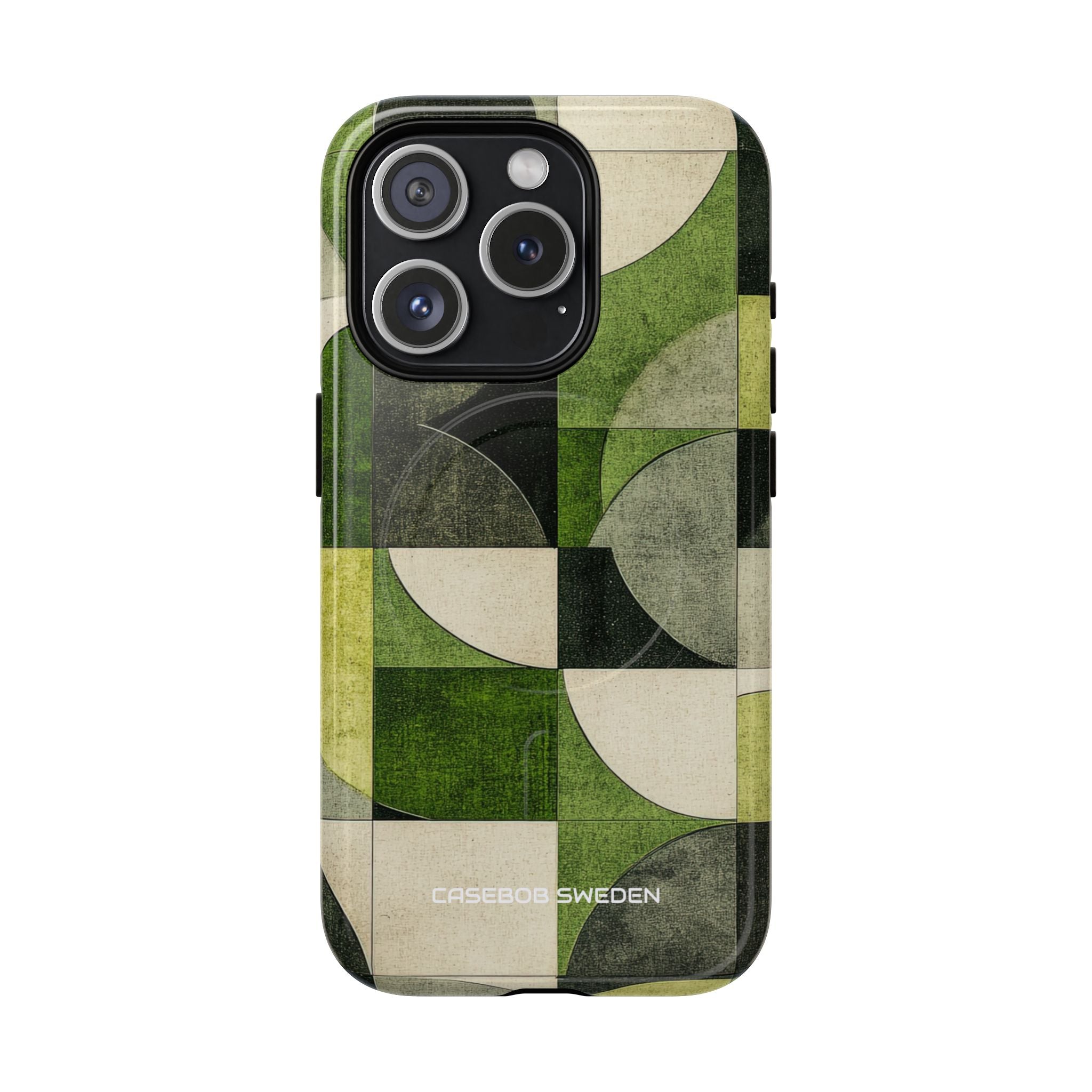 Green Geometric Harmony - Tough + MagSafe® iPhone 15 Phone Case