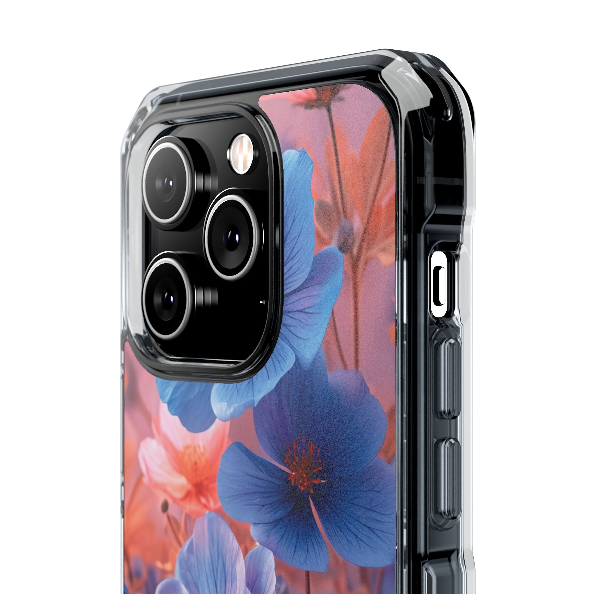 Blue Peach Blossoms - Clear Impact iPhone 14 Phone Case